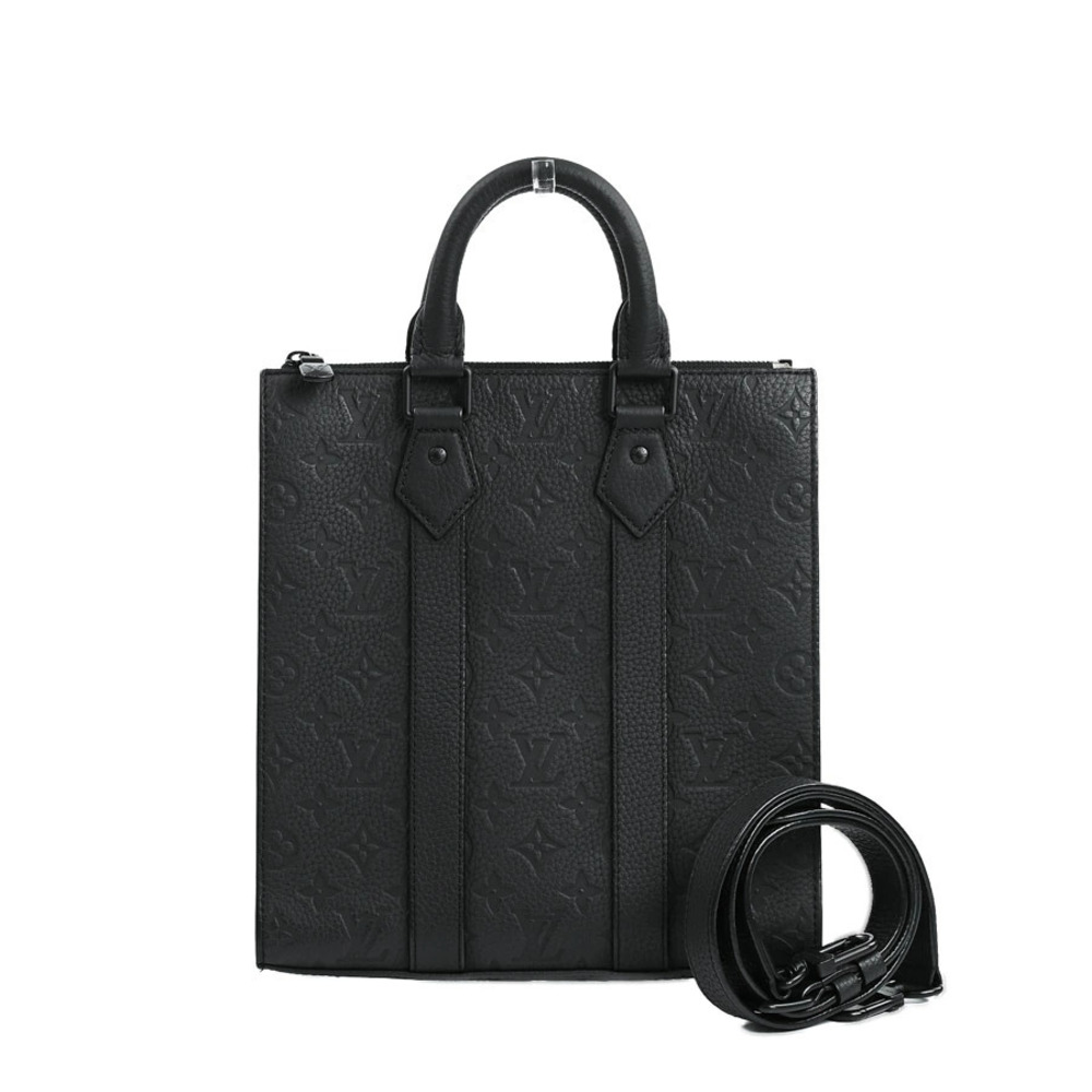 Louis Vuitton Sac Plat Tote Bag Leather Eclipse Black